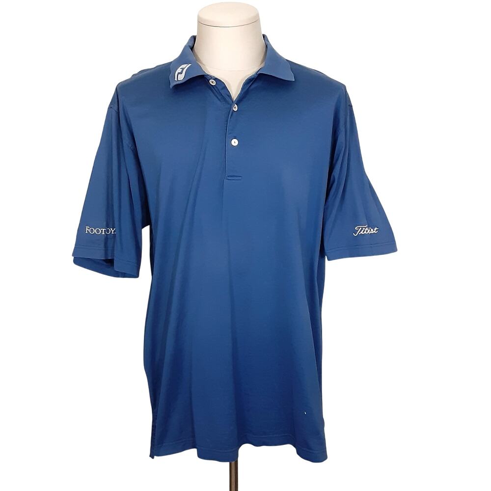 Peter Millar Golf Polo Titleist FootJoy Tour Collar Logo Blue Golf Shirt Men XL